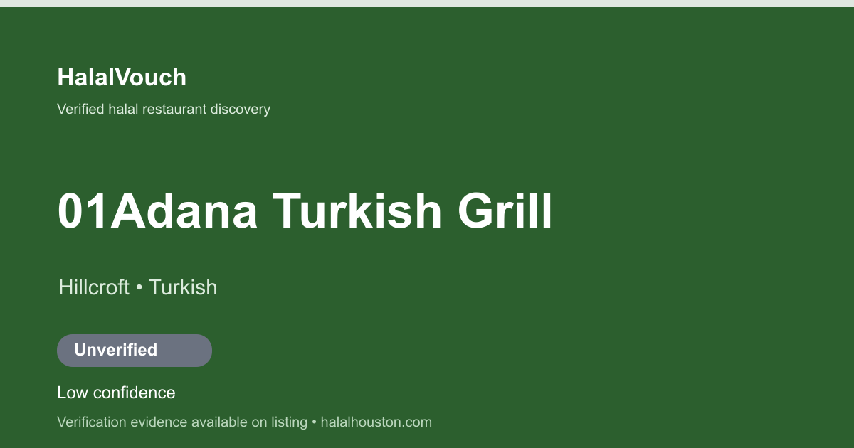01Adana Turkish Grill — HalalVouch branded listing image