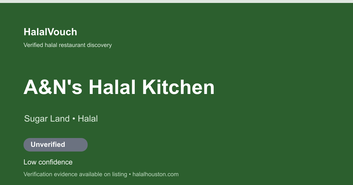 A&N's Halal Kitchen — HalalVouch branded listing image