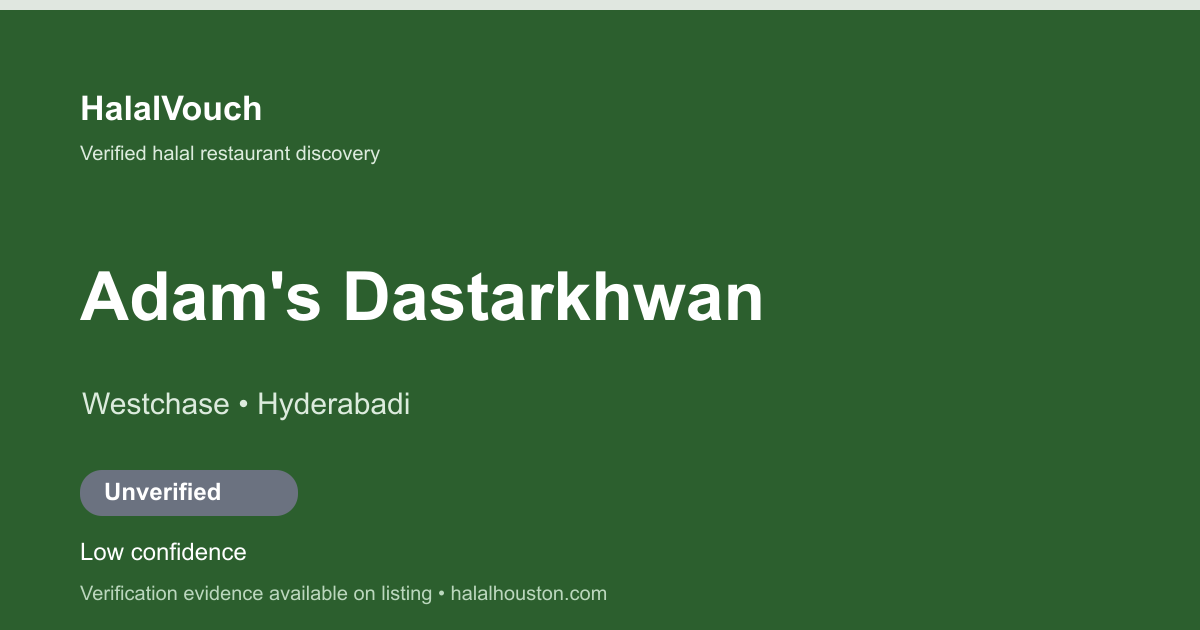Adam's Dastarkhwan — HalalVouch branded listing image