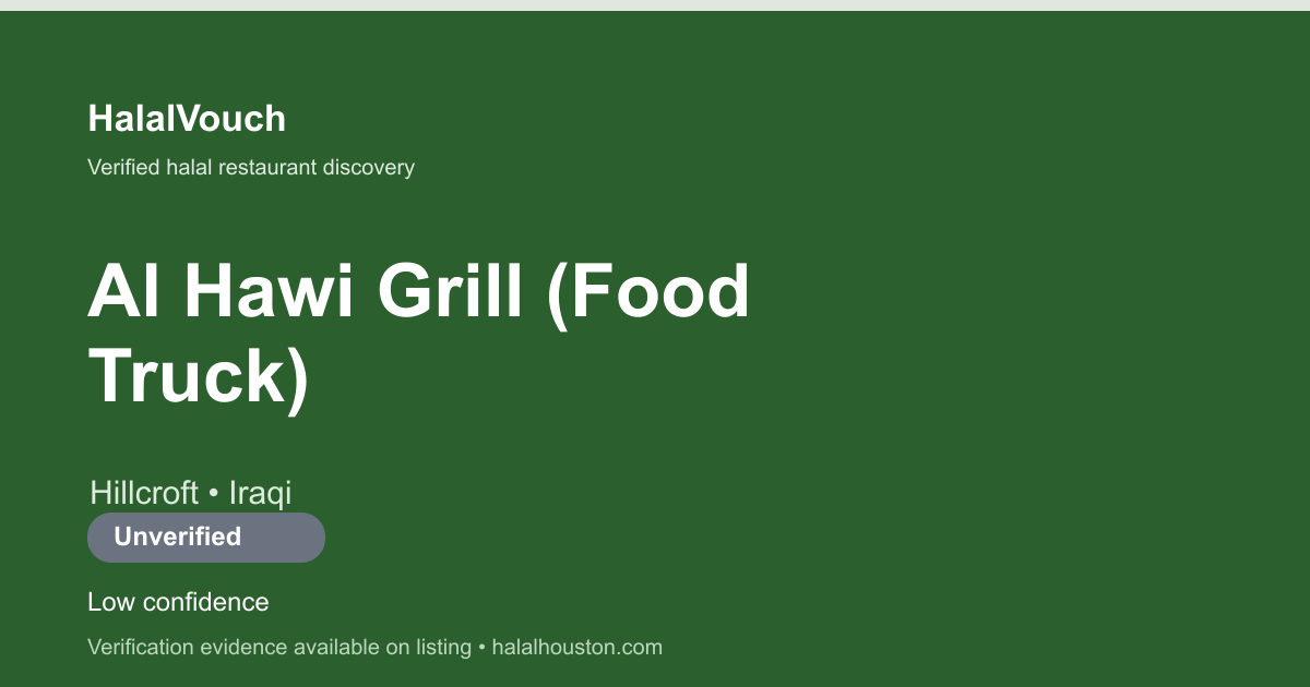 Al Hawi Grill (Food Truck) — HalalVouch branded listing image