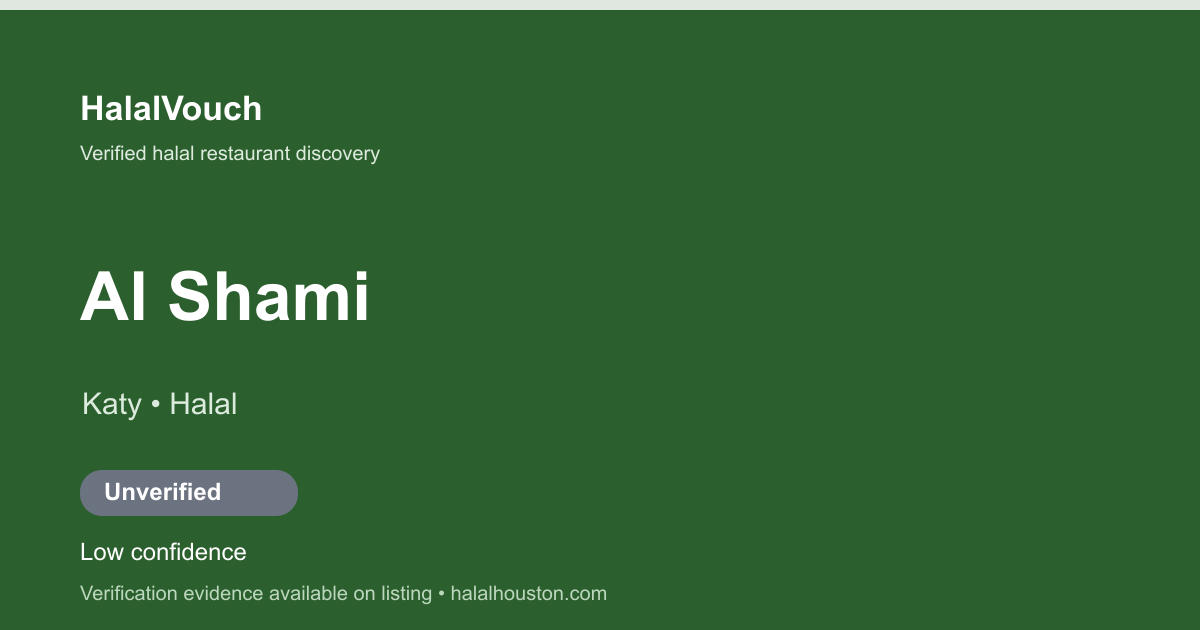 Al Shami — HalalVouch branded listing image