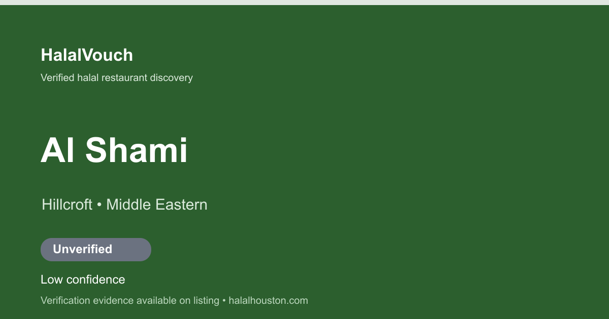 Al Shami — HalalVouch branded listing image