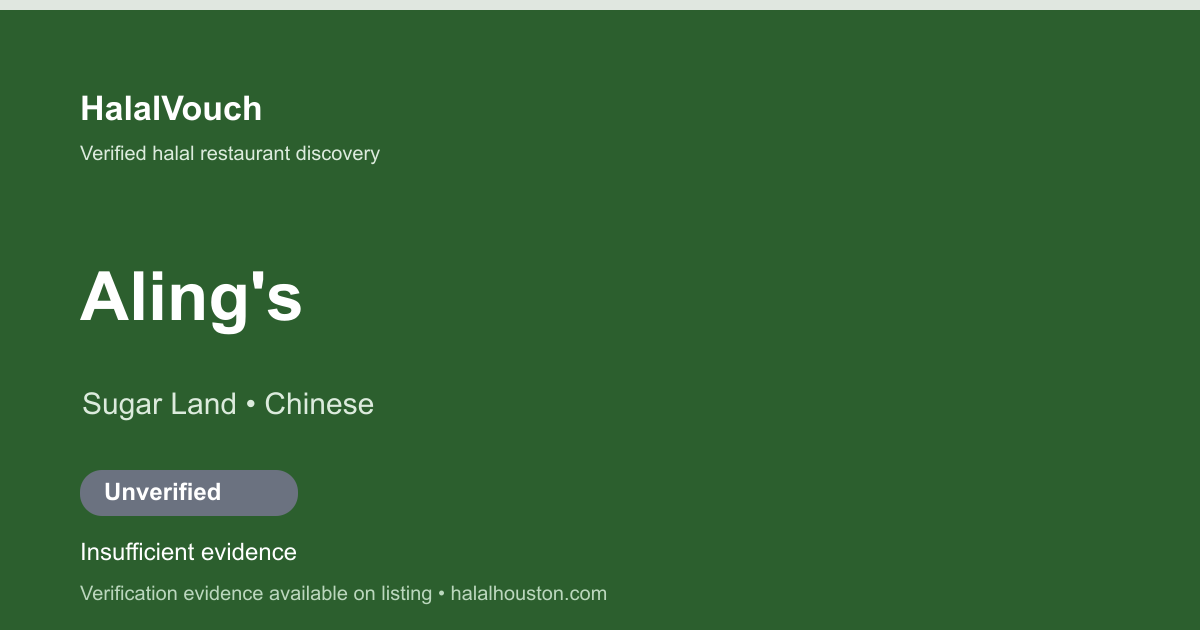 Aling's — HalalVouch branded listing image