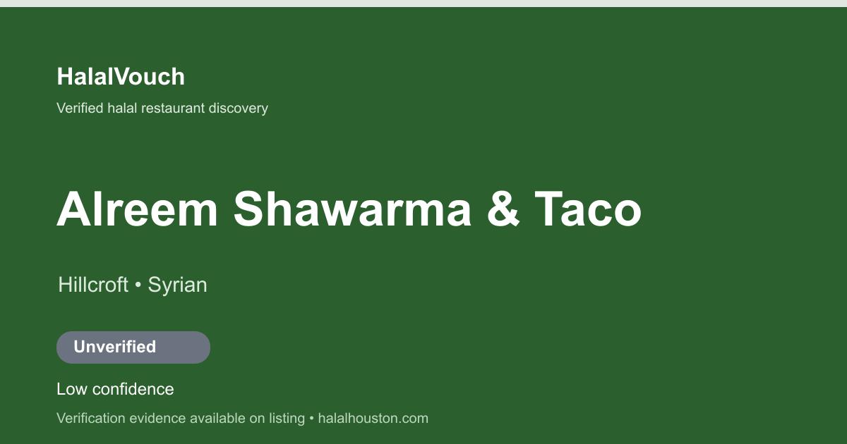 Alreem Shawarma & Taco — HalalVouch branded listing image