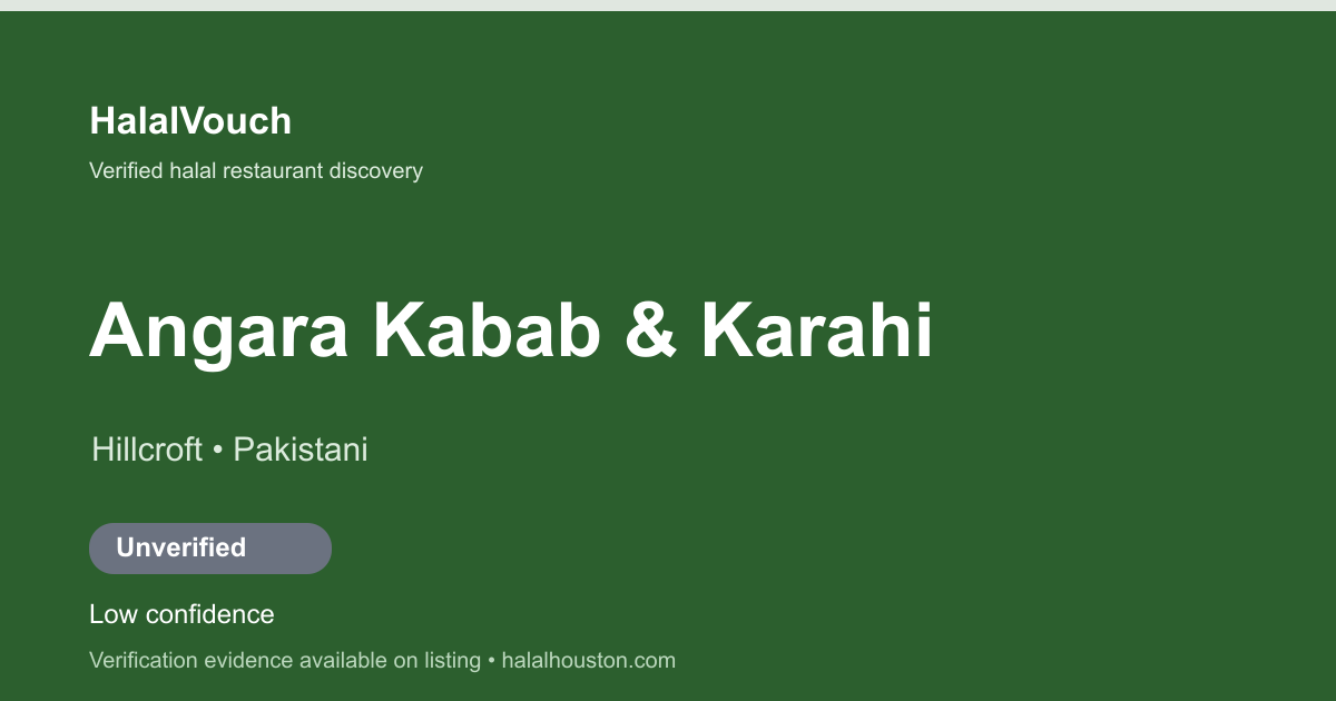 Angara Kabab & Karahi — HalalVouch branded listing image