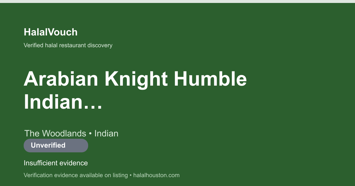 Arabian Knight Humble Indian Restaurant & Lounge — HalalVouch branded listing image