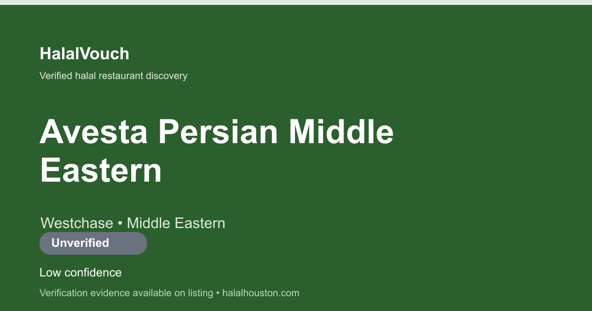 Avesta Persian Middle Eastern — HalalVouch branded listing image