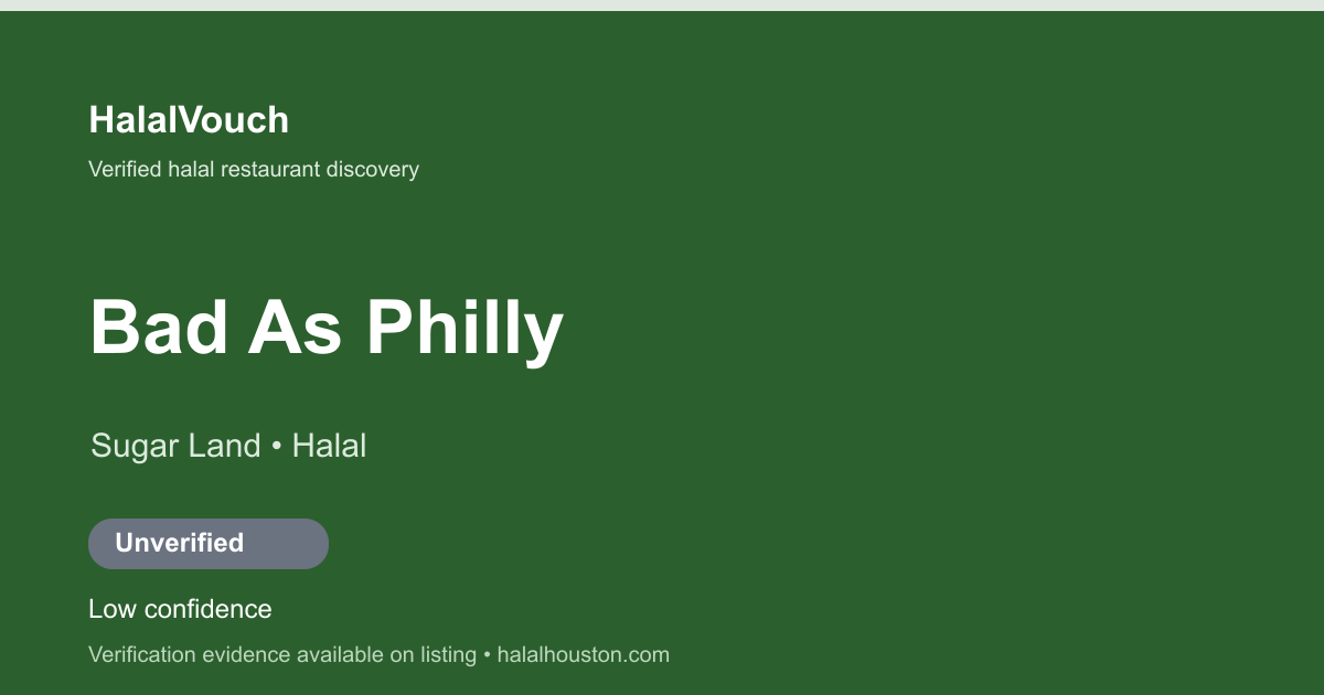 Bad As Philly — HalalVouch branded listing image