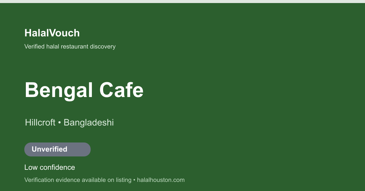 Bengal Cafe — HalalVouch branded listing image