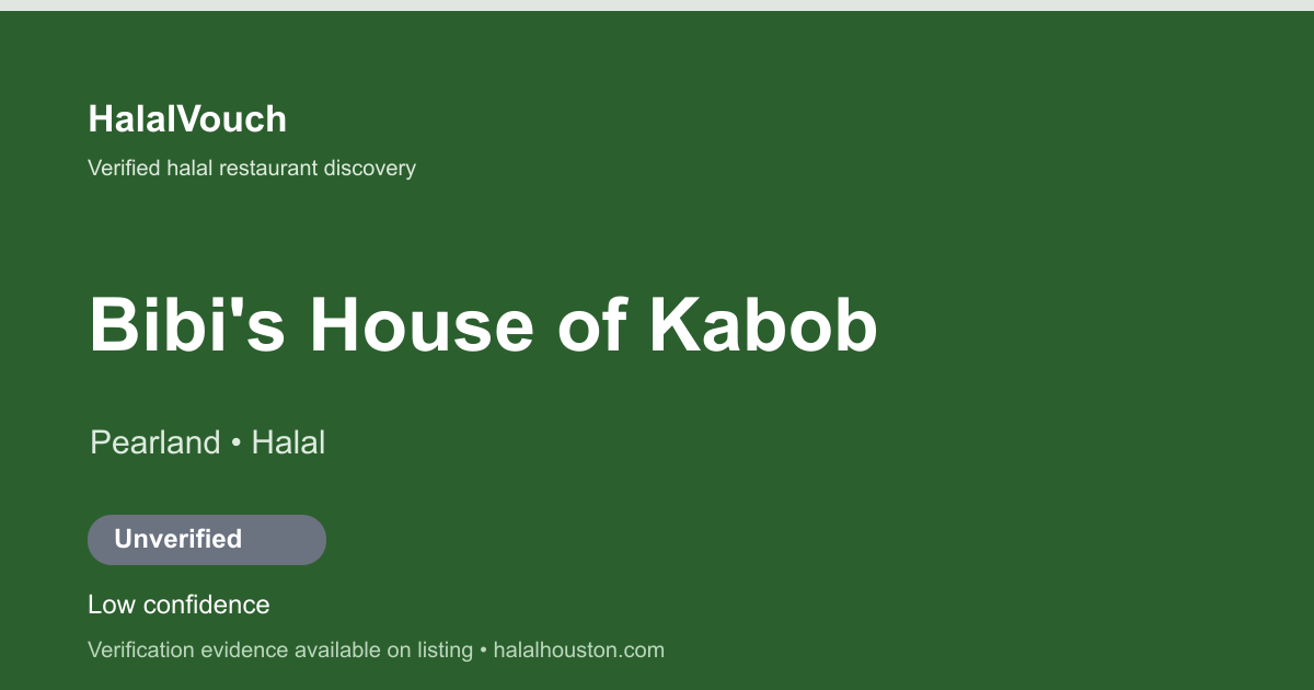 Bibi's House of Kabob — HalalVouch branded listing image