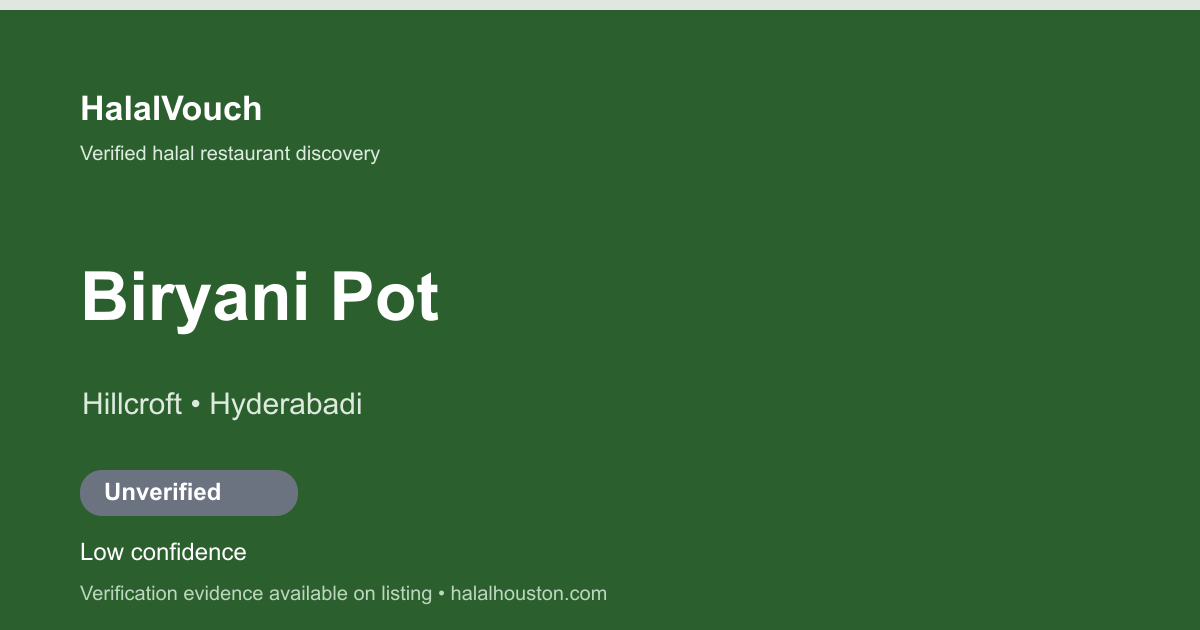 Biryani Pot — HalalVouch branded listing image
