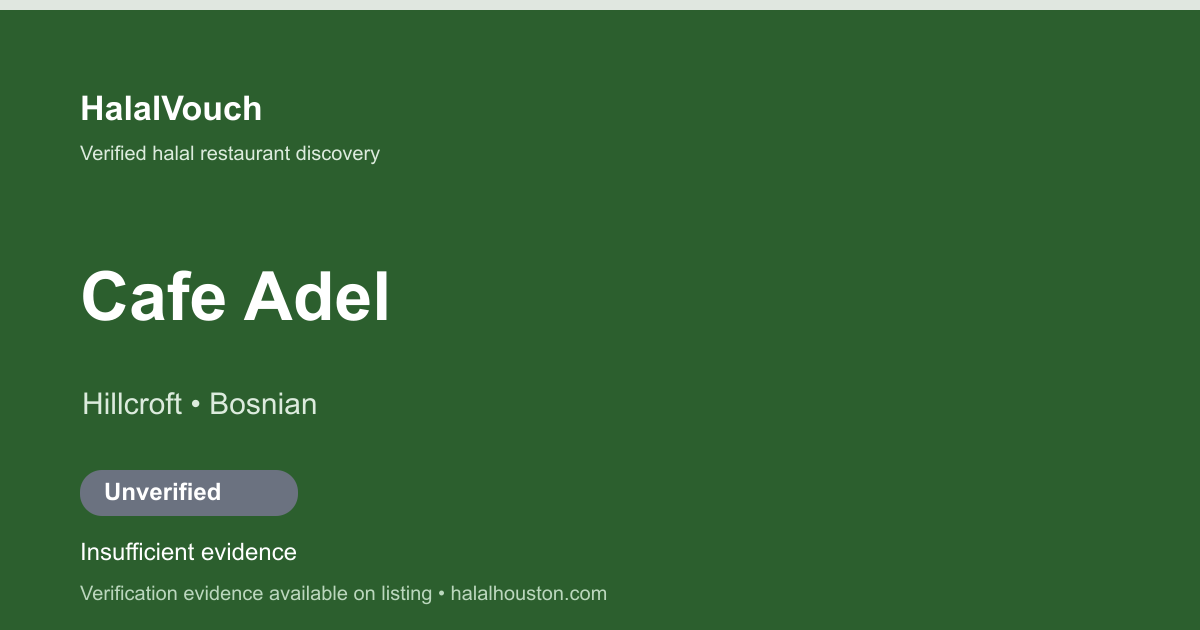 Cafe Adel — HalalVouch branded listing image