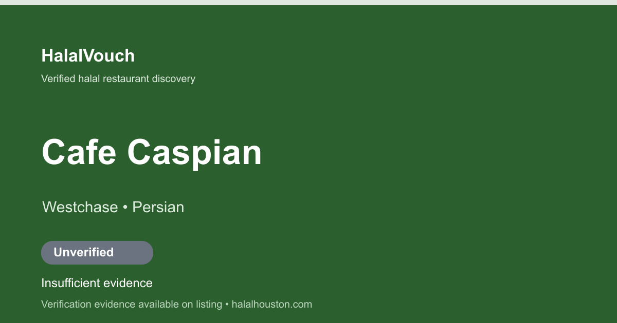 Cafe Caspian — HalalVouch branded listing image