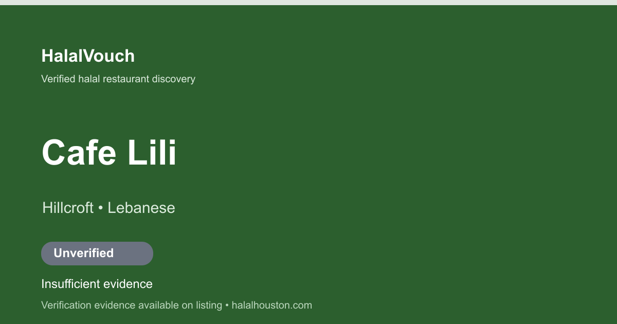 Cafe Lili — HalalVouch branded listing image