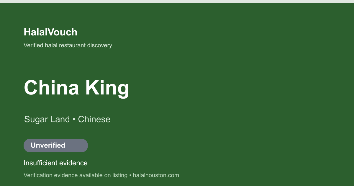 China King — HalalVouch branded listing image