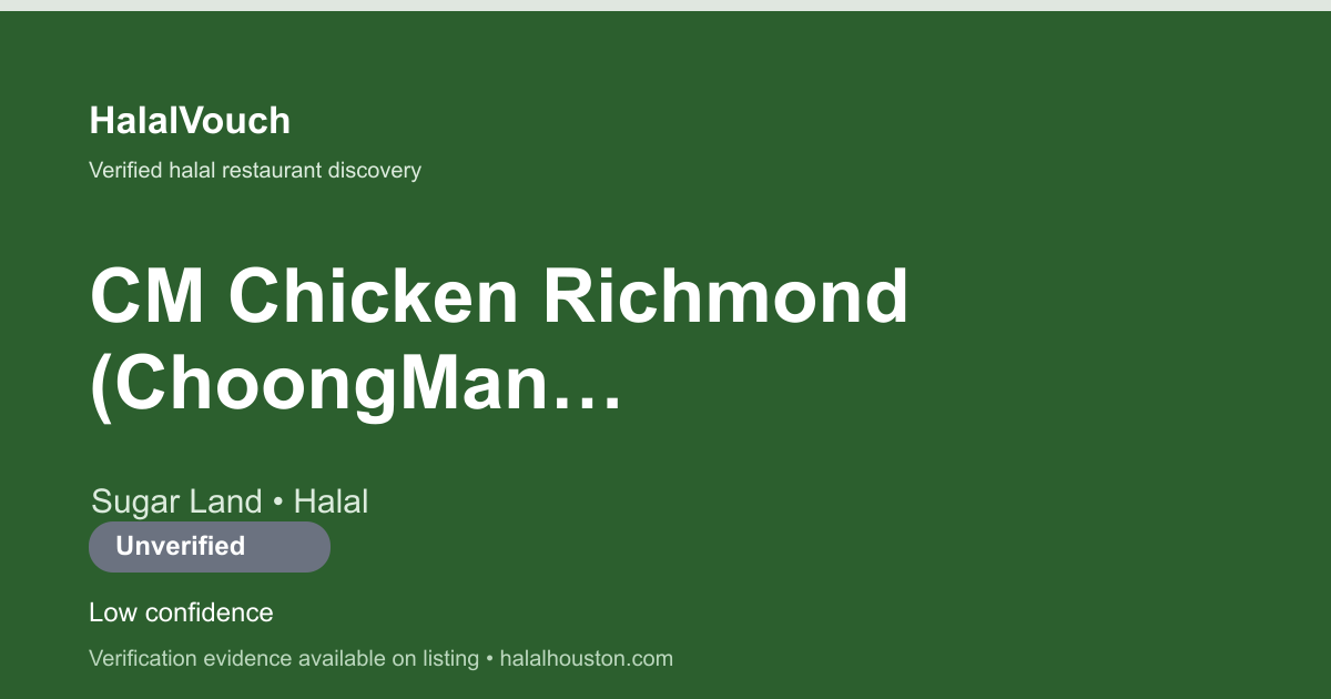 CM Chicken Richmond (ChoongMan Chicken) — HalalVouch branded listing image