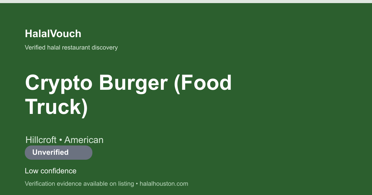 Crypto Burger (Food Truck) — HalalVouch branded listing image
