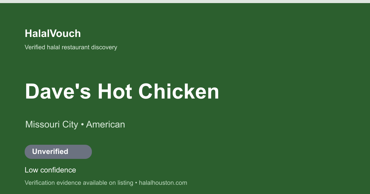 Dave's Hot Chicken — HalalVouch branded listing image