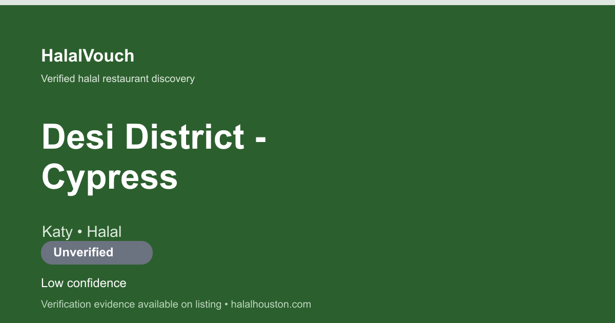 Desi District - Cypress — HalalVouch branded listing image
