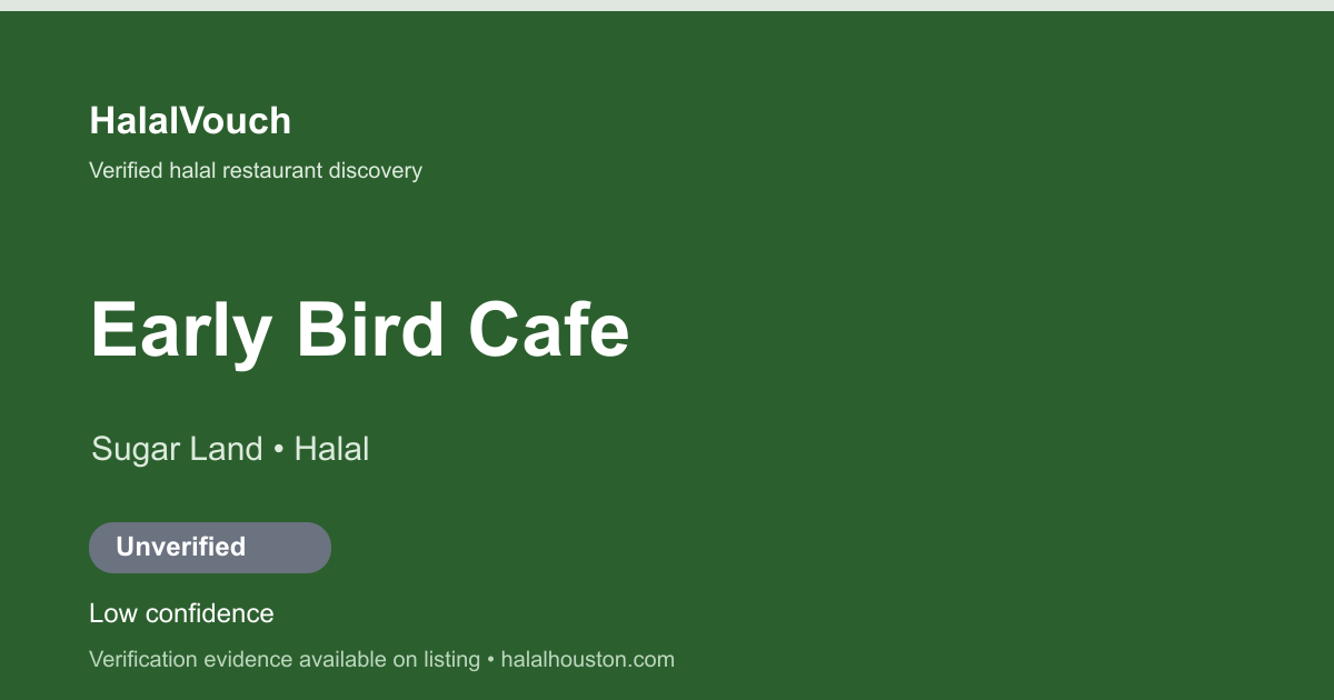 Early Bird Cafe — HalalVouch branded listing image