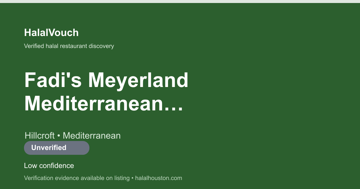 Fadi's Meyerland Mediterranean Grill — HalalVouch branded listing image