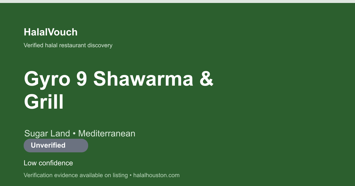 Gyro 9 Shawarma & Grill — HalalVouch branded listing image