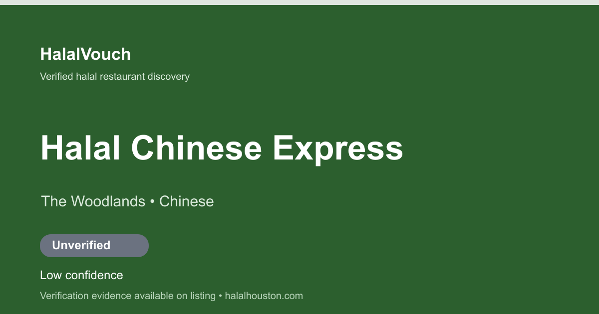 Halal Chinese Express — HalalVouch branded listing image