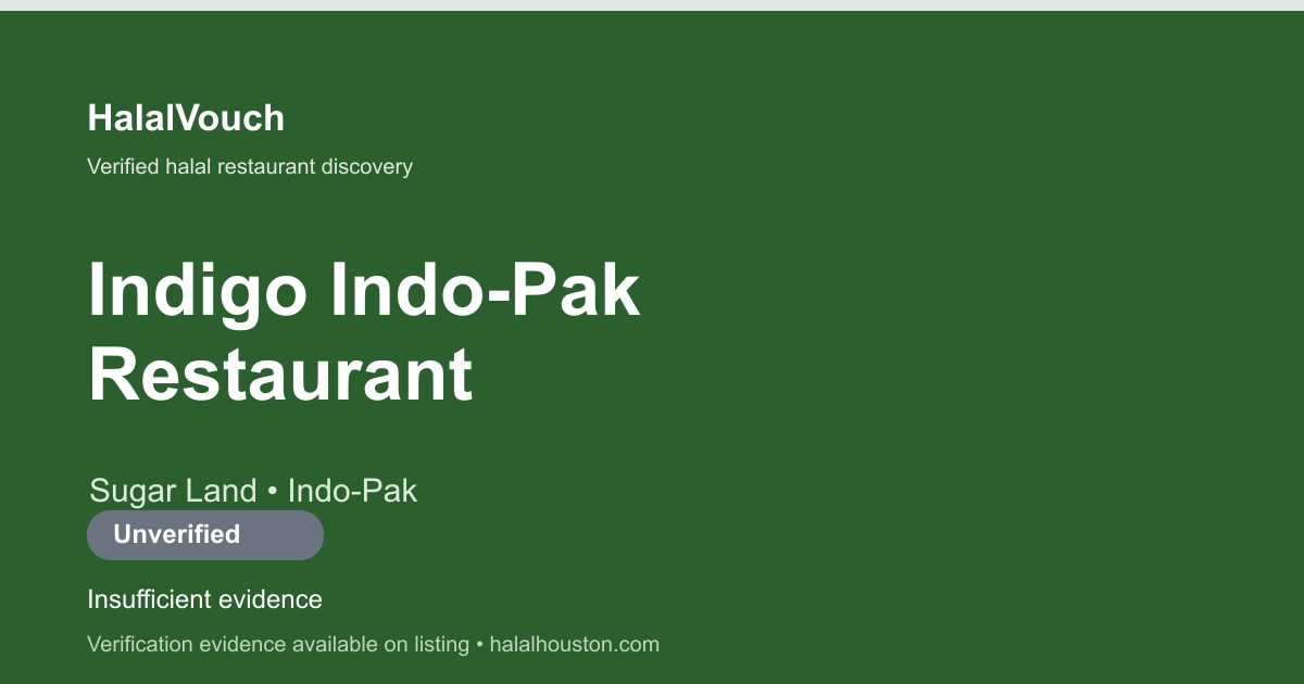 Indigo Indo-Pak Restaurant — HalalVouch branded listing image
