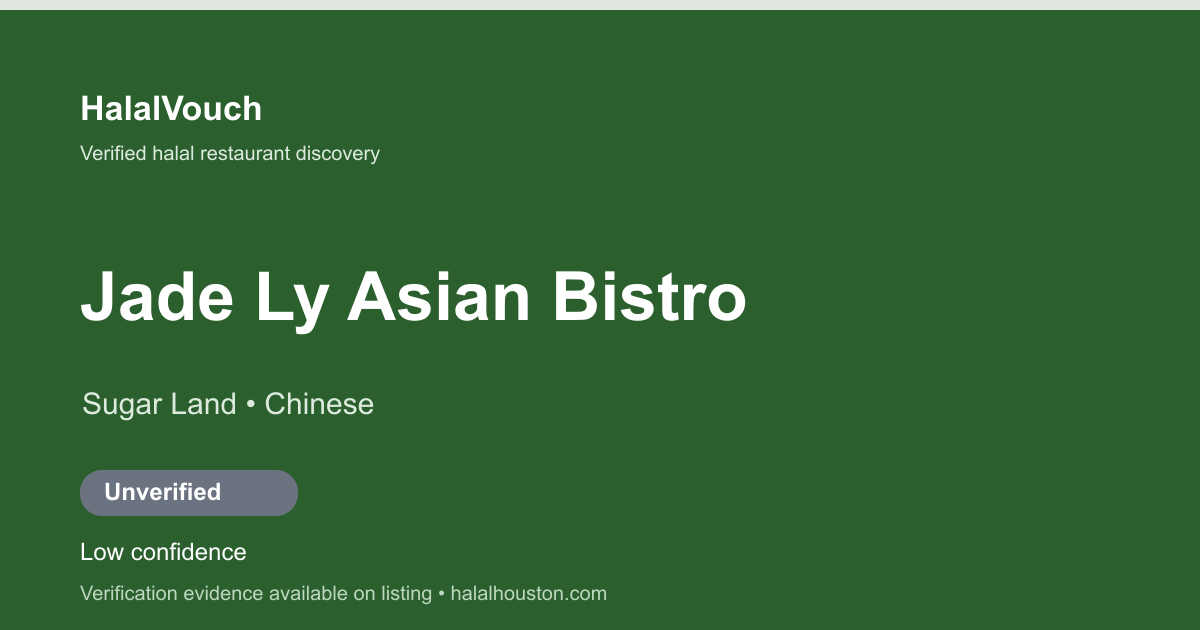 Jade Ly Asian Bistro — HalalVouch branded listing image