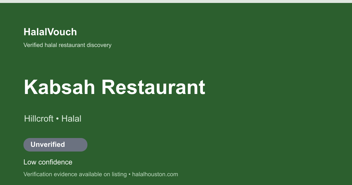Kabsah Restaurant — HalalVouch branded listing image