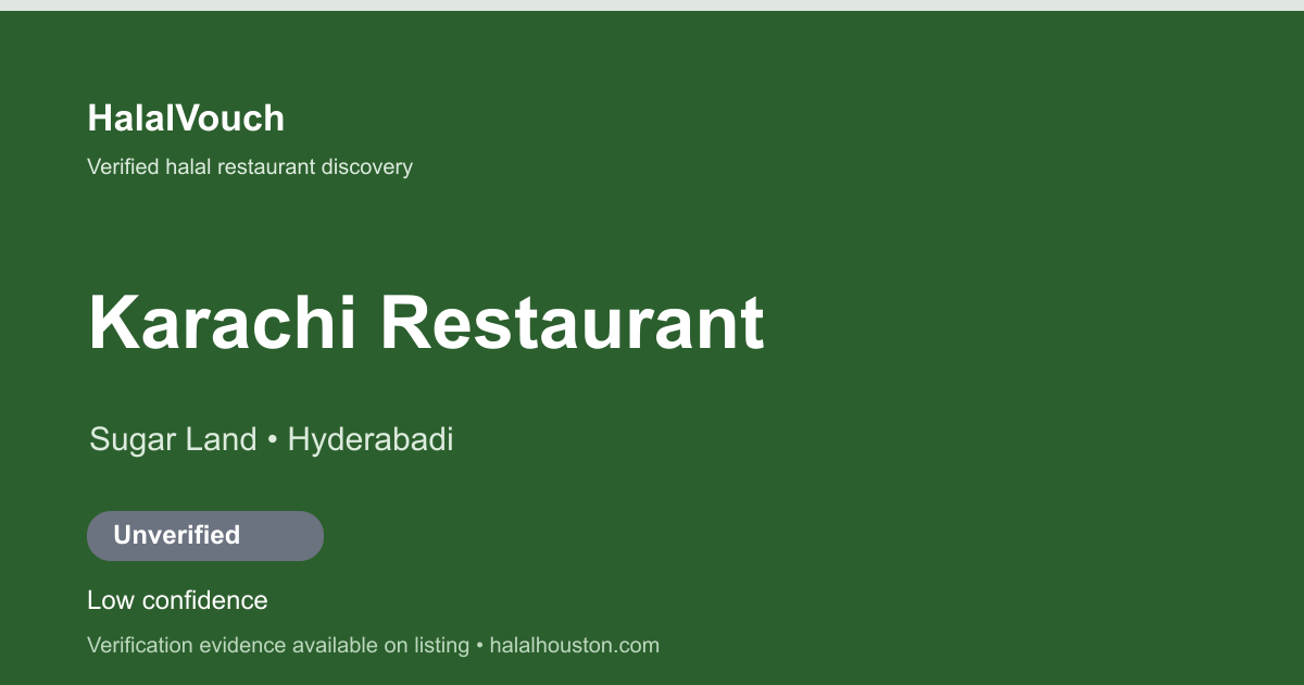 Karachi Restaurant — HalalVouch branded listing image