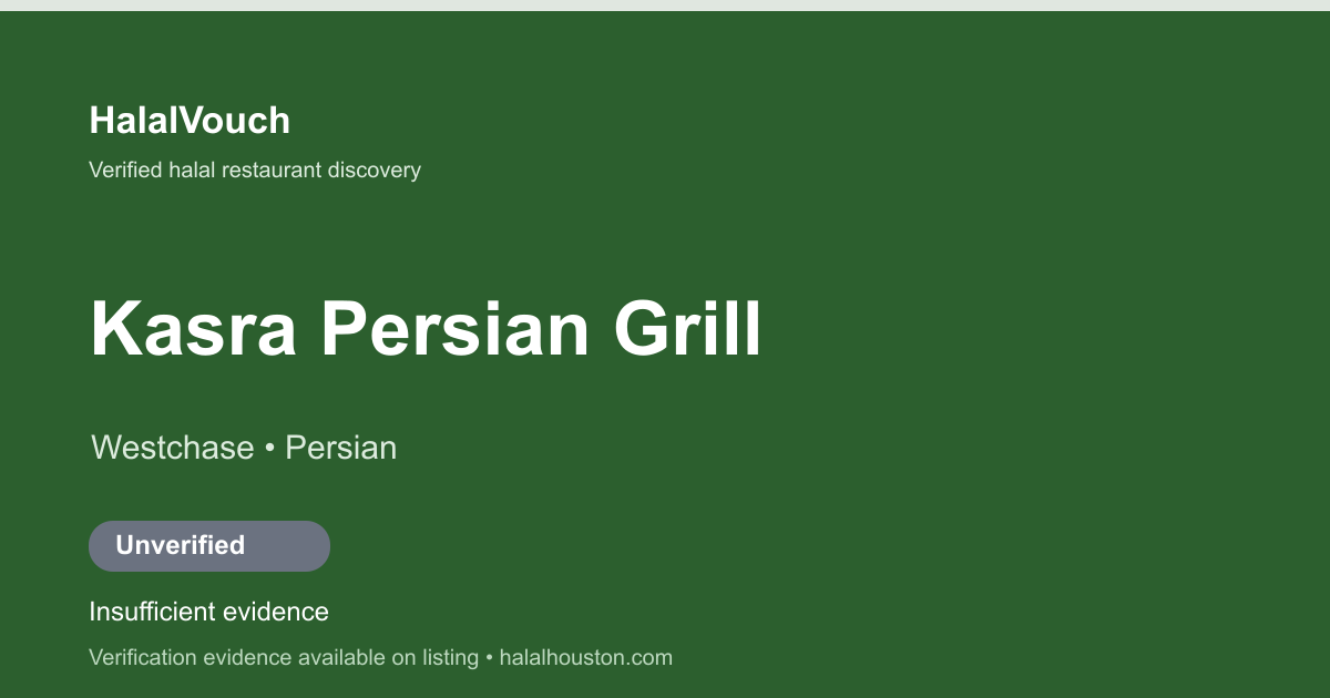Kasra Persian Grill — HalalVouch branded listing image
