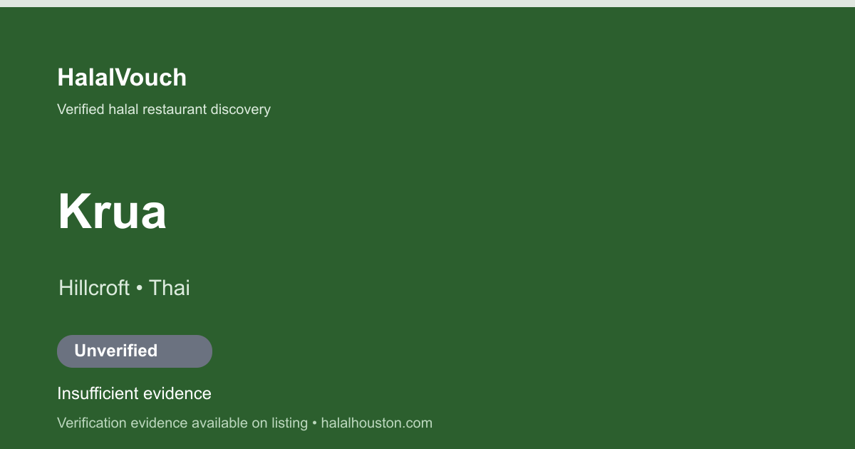 Krua — HalalVouch branded listing image