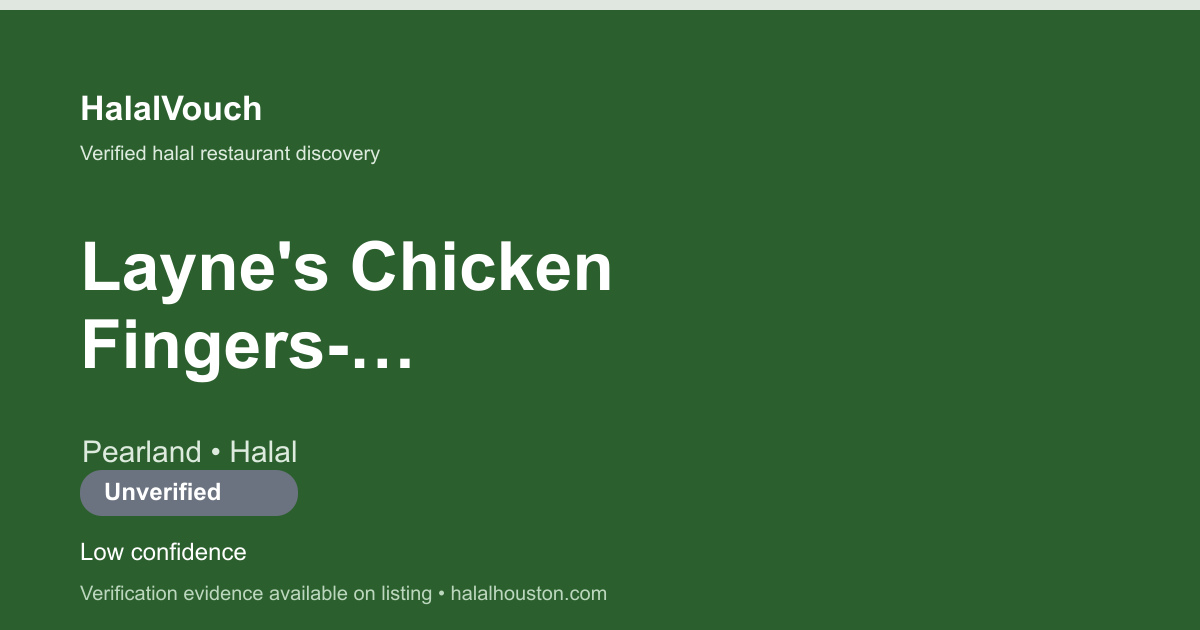 Layne's Chicken Fingers- Pasadena — HalalVouch branded listing image