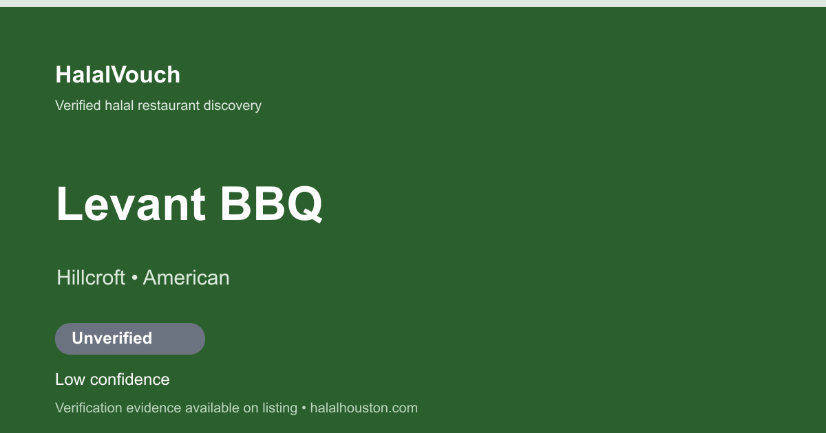 Levant BBQ — HalalVouch branded listing image