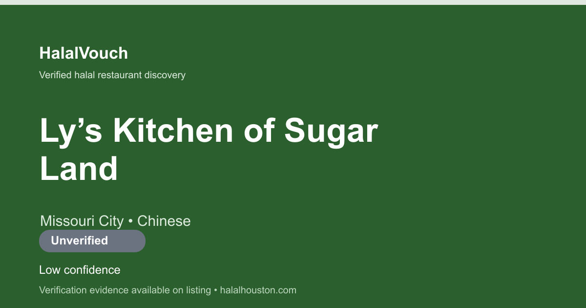 Ly’s Kitchen of Sugar Land — HalalVouch branded listing image