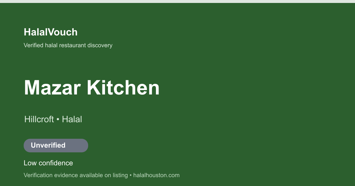 Mazar Kitchen — HalalVouch branded listing image