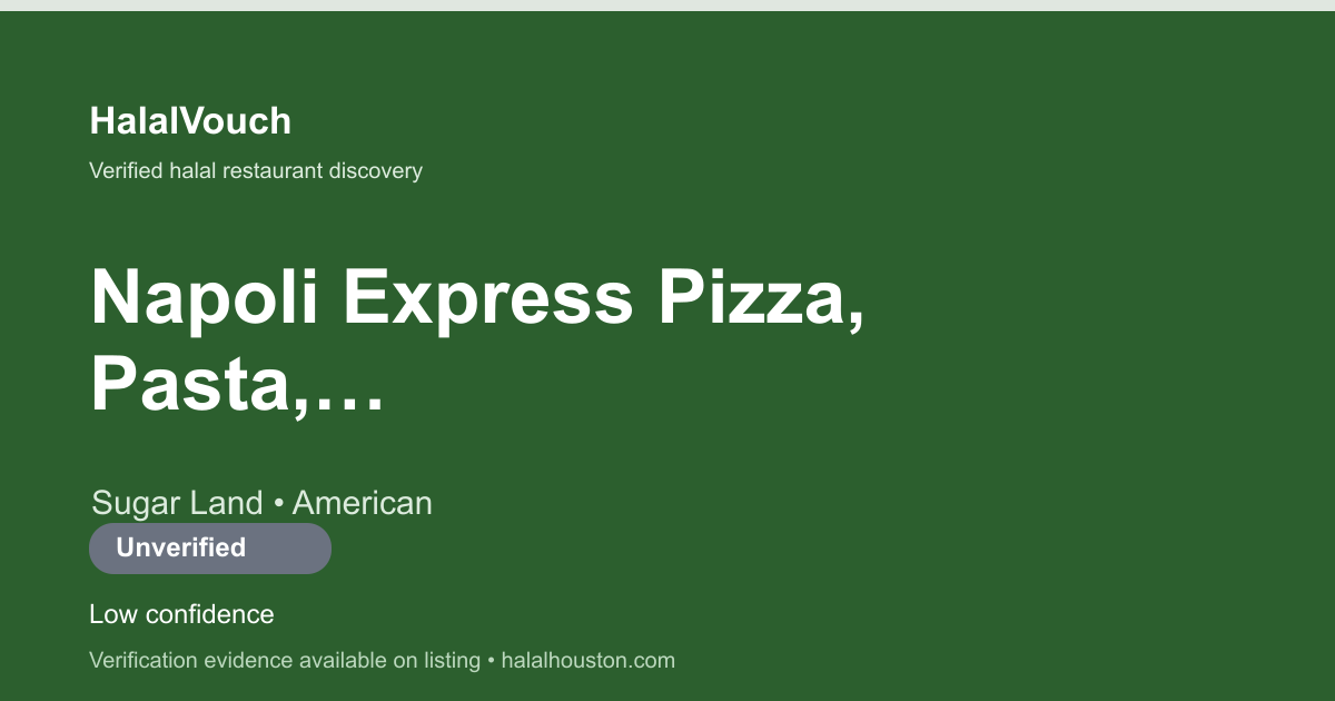Napoli Express Pizza, Pasta, Burgers & Wings - HALAL — HalalVouch branded listing image