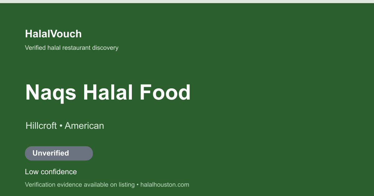 Naqs Halal Food — HalalVouch branded listing image