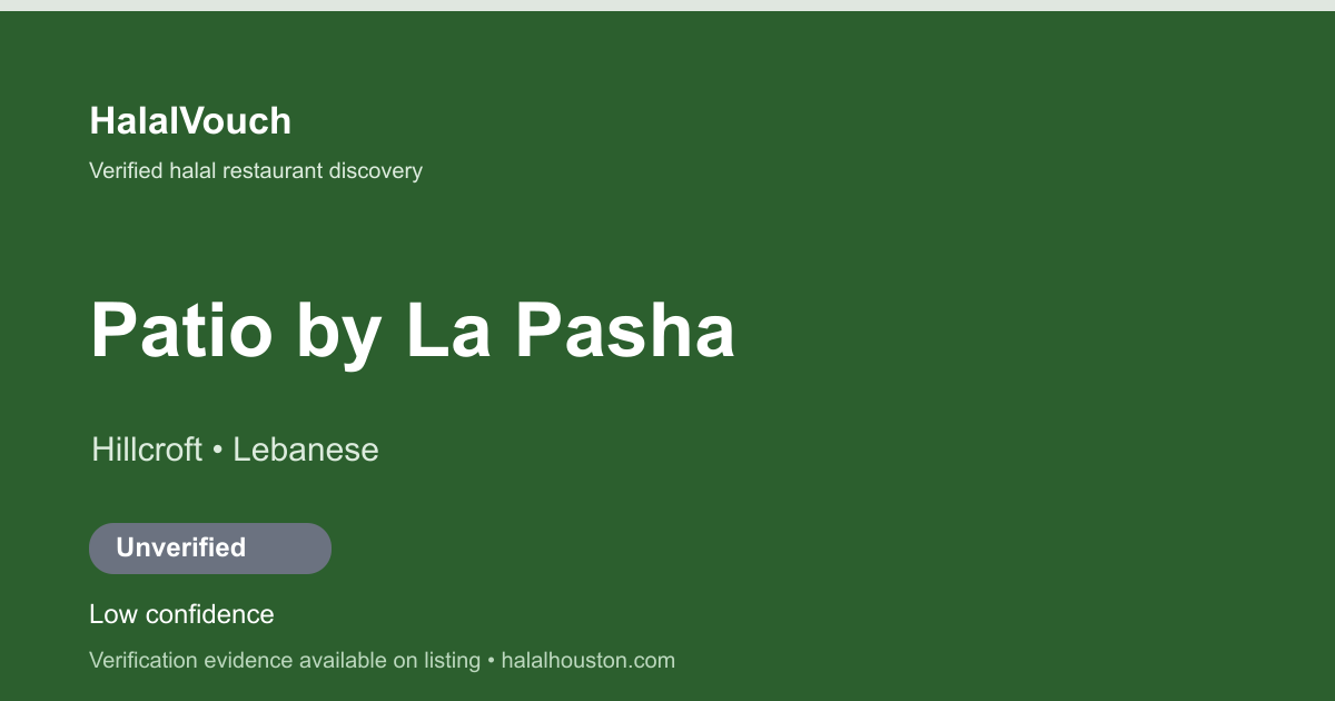 Patio by La Pasha — HalalVouch branded listing image