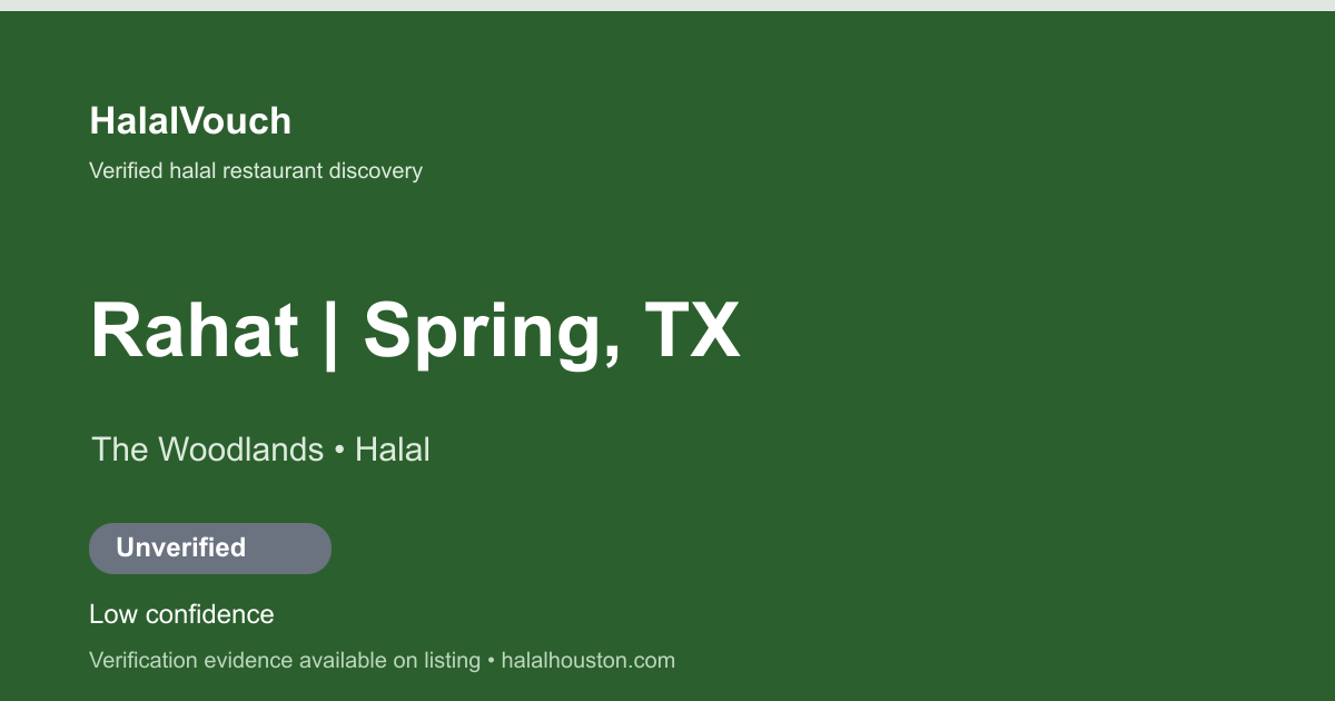 Rahat | Spring, TX — HalalVouch branded listing image