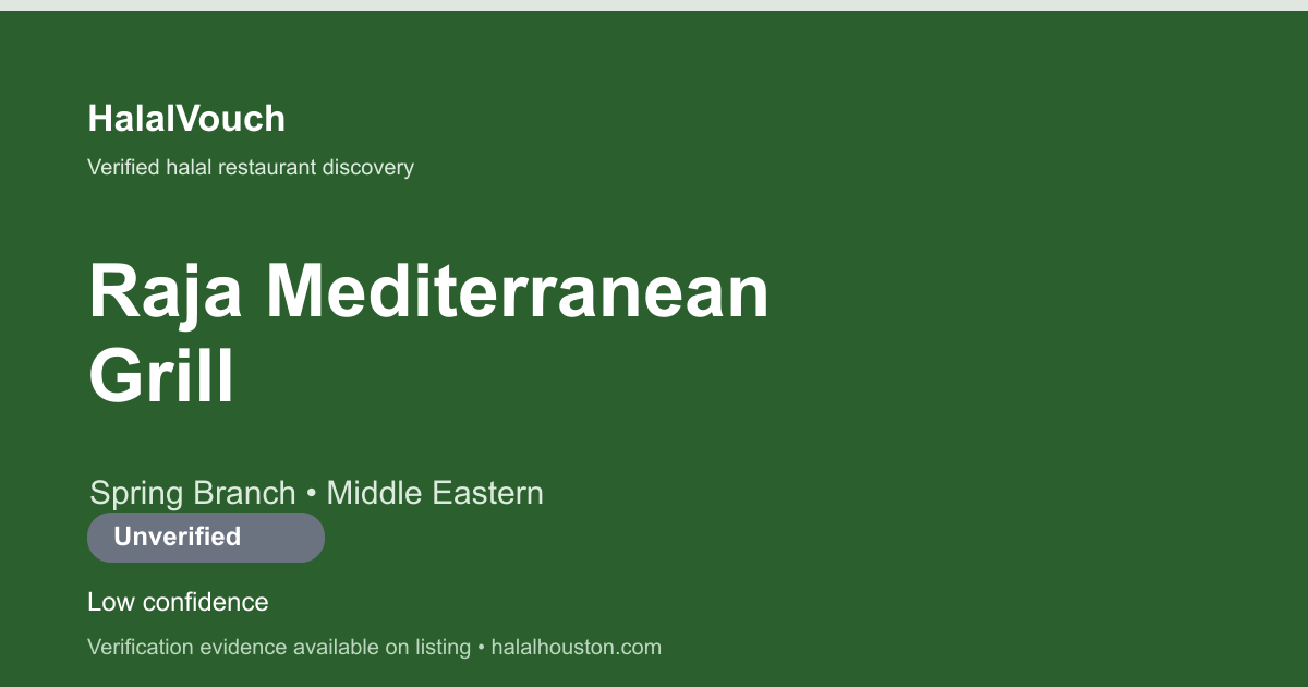 Raja Mediterranean Grill — HalalVouch branded listing image