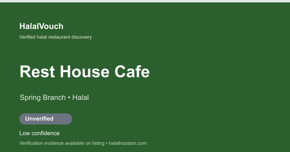 Rest House Cafe — HalalVouch branded listing image