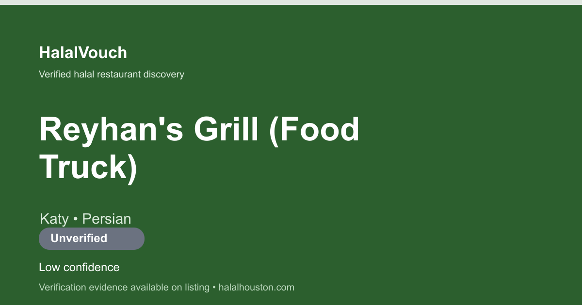 Reyhan's Grill (Food Truck) — HalalVouch branded listing image