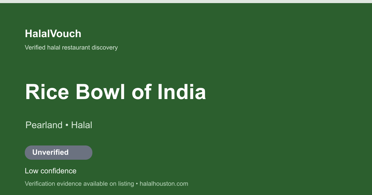 Rice Bowl of India — HalalVouch branded listing image