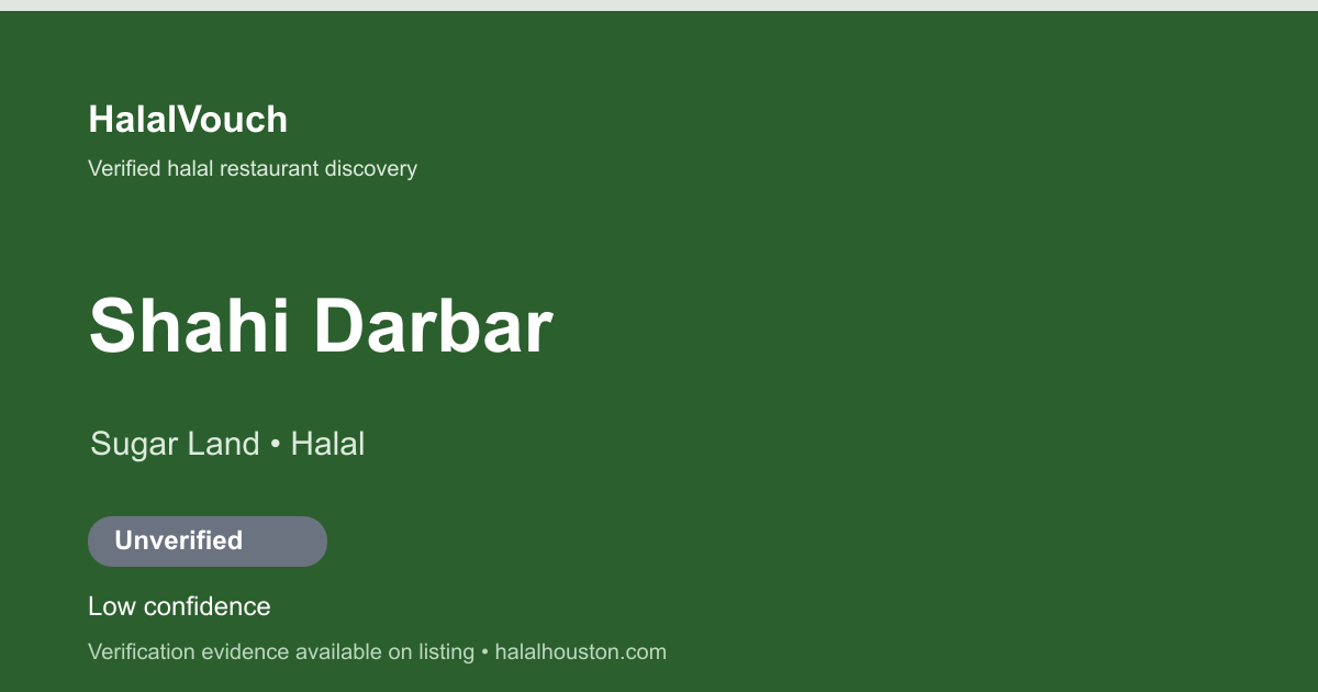 Shahi Darbar — HalalVouch branded listing image