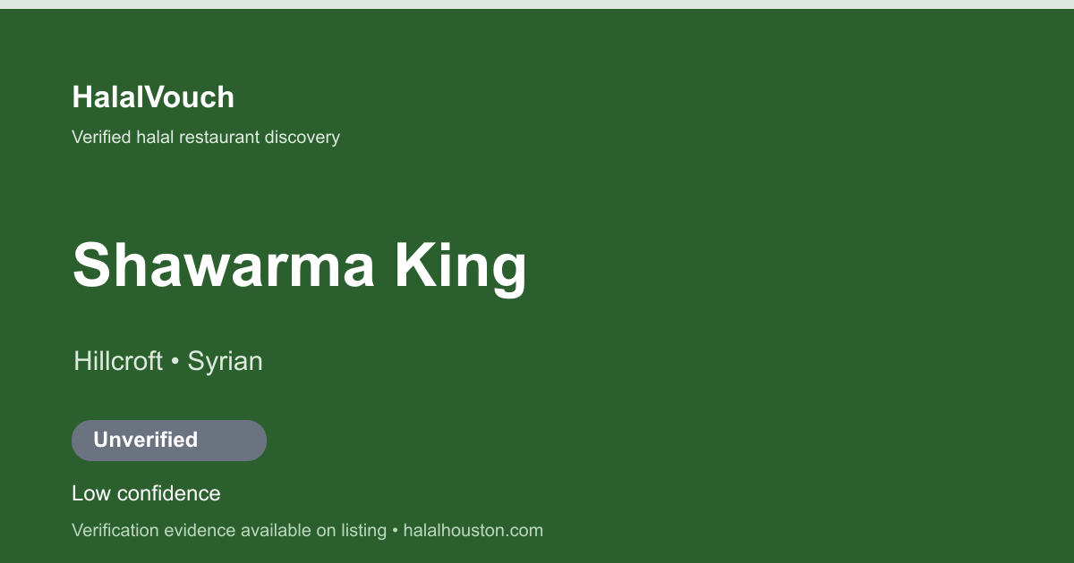 Shawarma King — HalalVouch branded listing image