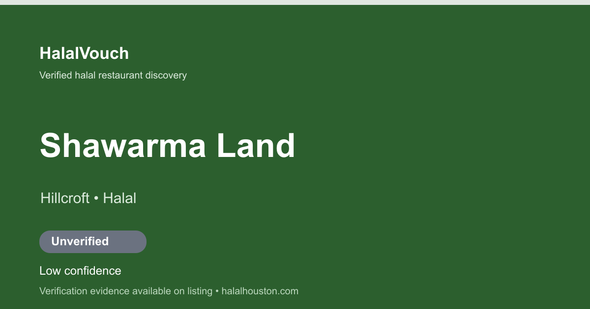 Shawarma Land — HalalVouch branded listing image