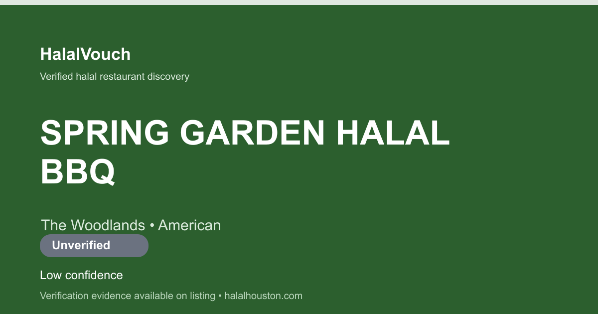 SPRING GARDEN HALAL BBQ — HalalVouch branded listing image