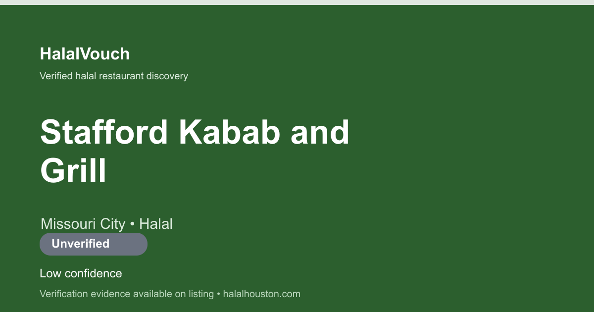 Stafford Kabab and Grill — HalalVouch branded listing image